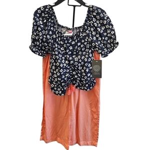 Vince Camuto Floral Solid Little Girls Pant Set NEW